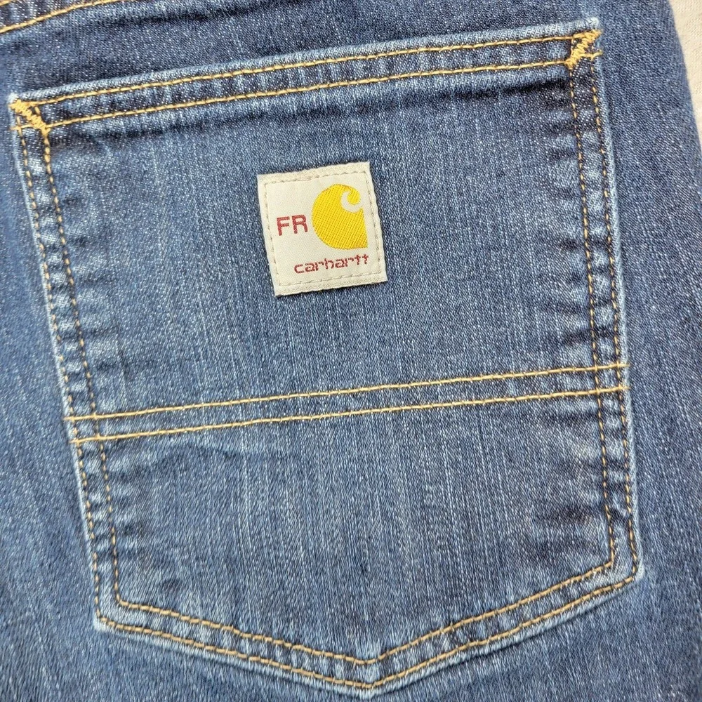 Carhartt FR Jeans Mens 32x34‎ Blue Straight Fit Flame Resistant Denim Stretch